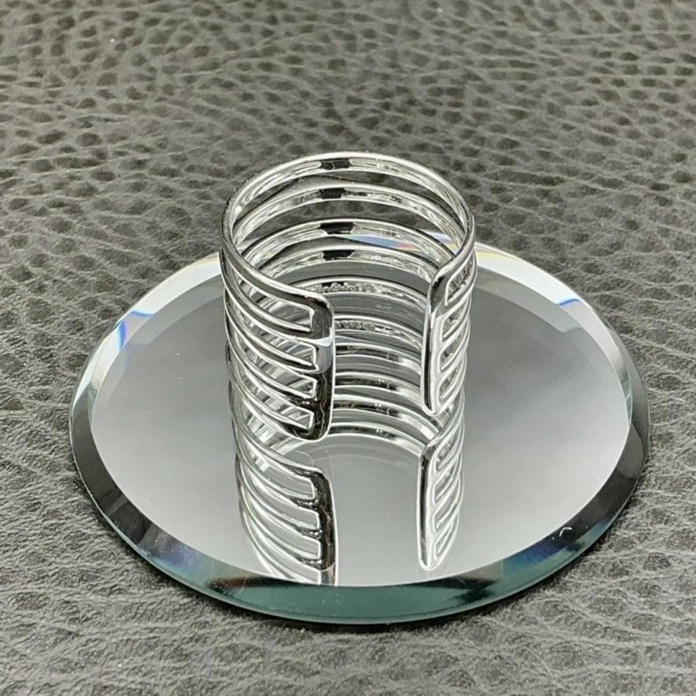 Stella & Dot Ring Sz 9 Silver Tone Multi Row Band Wide Open Cage Womens Fashion - Picture 4 of 7